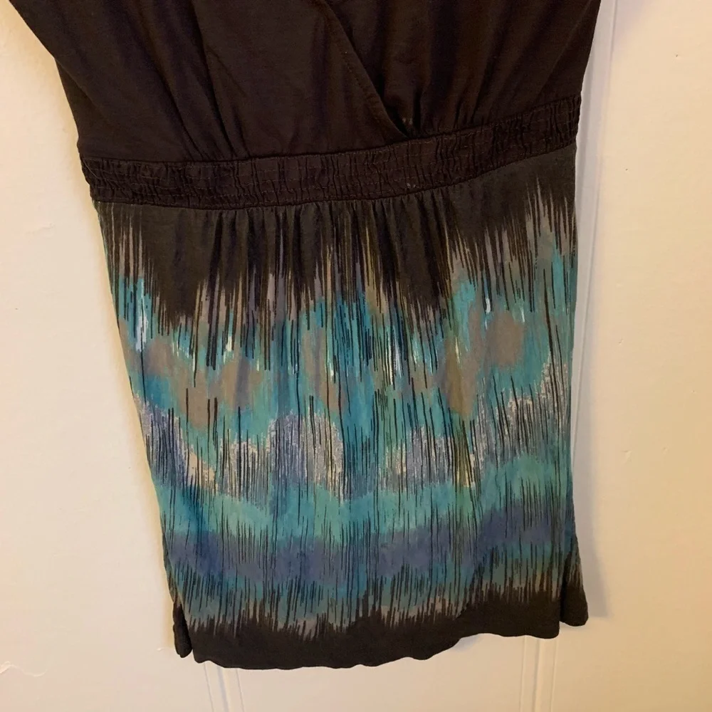 Venus Brown & Turquoise Blouse Size Small ❤️